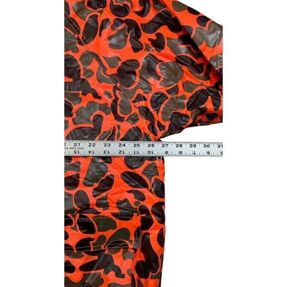 Vtg Lake N Trail Camo Hunting Jacket Mens Size XL Orange Vinyl Deer Quilted Rain - Picture 5 of 6